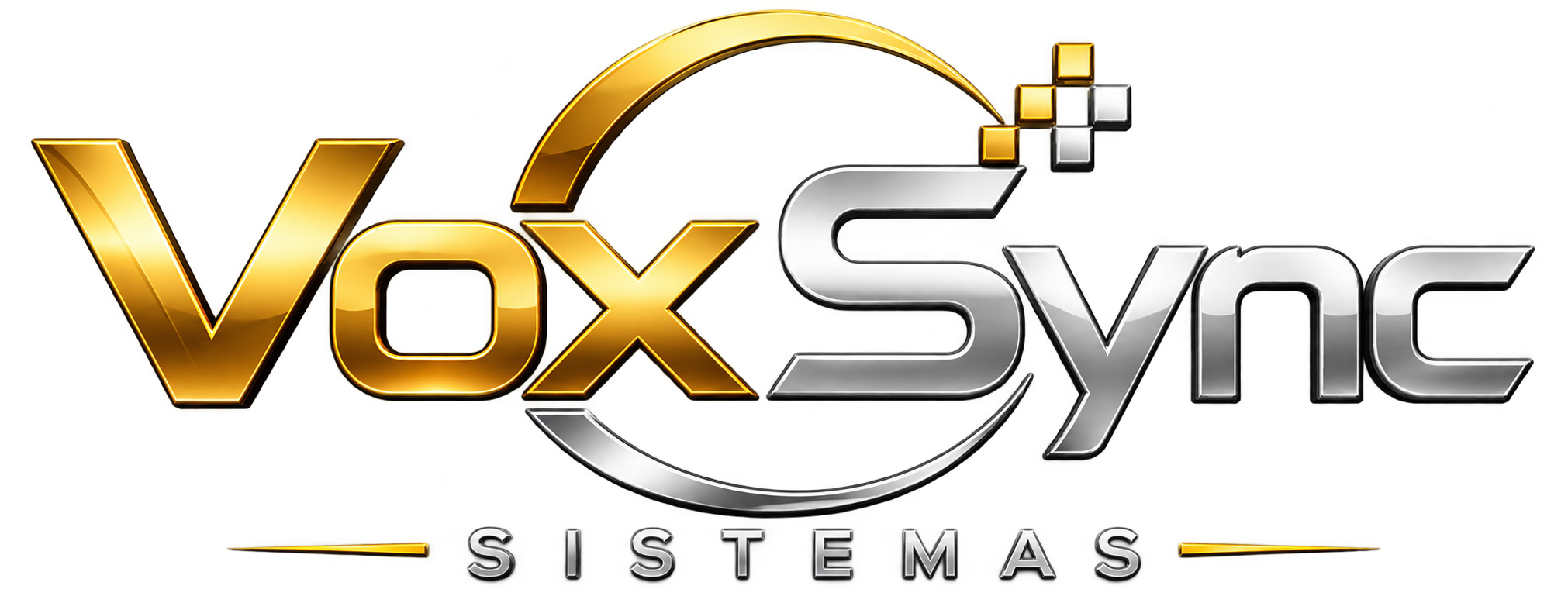 VOX SYNC SISTEMAS — logo oficial em dourado e prata